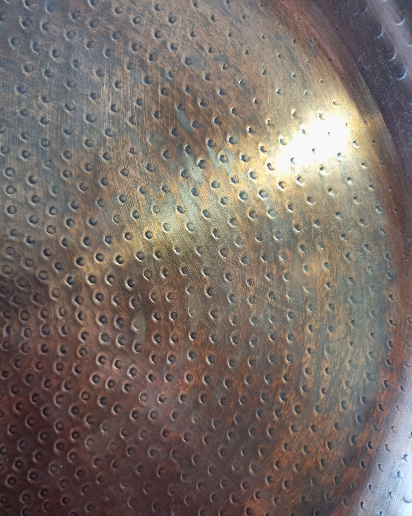 Bandeja Decorativa Aluminio Dorado Cobre Martillada 36.5x6,5