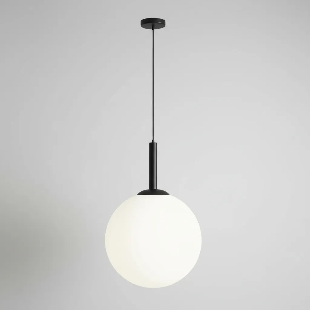 Colgante De Techo Viena Aluminio Y Bola Vidrio Opal 25 Cm