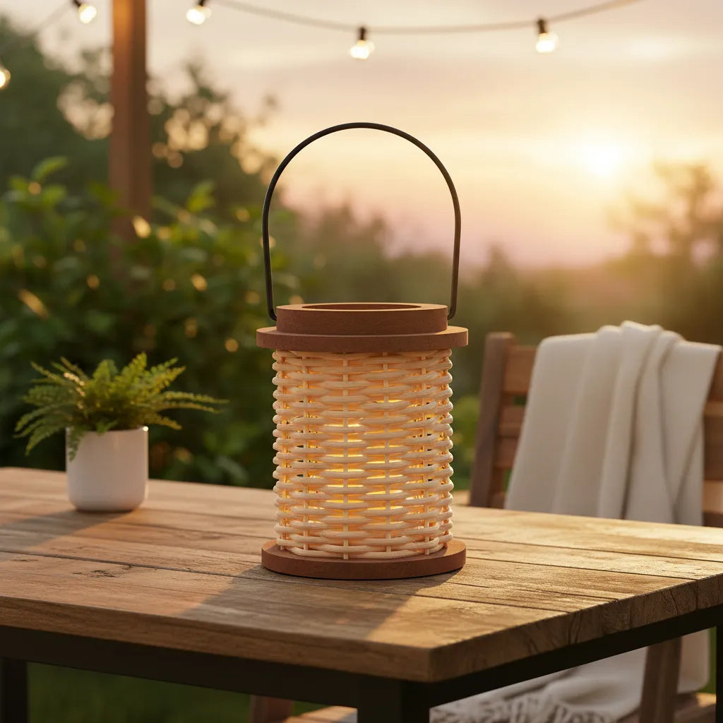 Fanal, Farol Ratan Madera Luz Interna guirnalda mini led