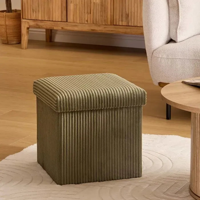 Puff Baúl Organizador Plegable De Tela Corderoy