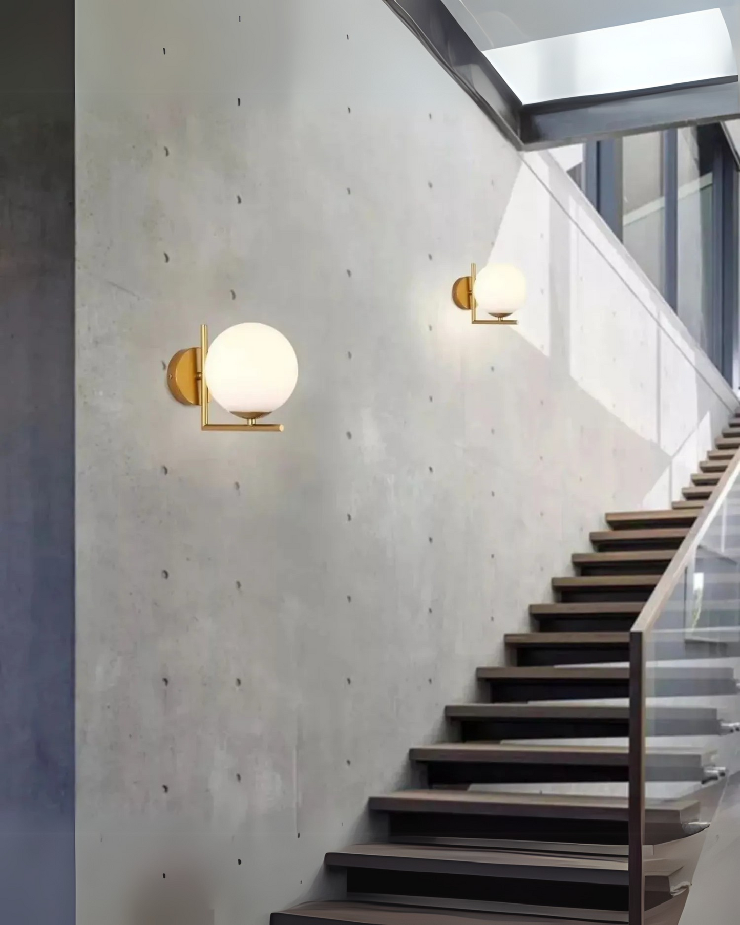 Aplique Pared Cap Aluminio Esfera De Vidrio