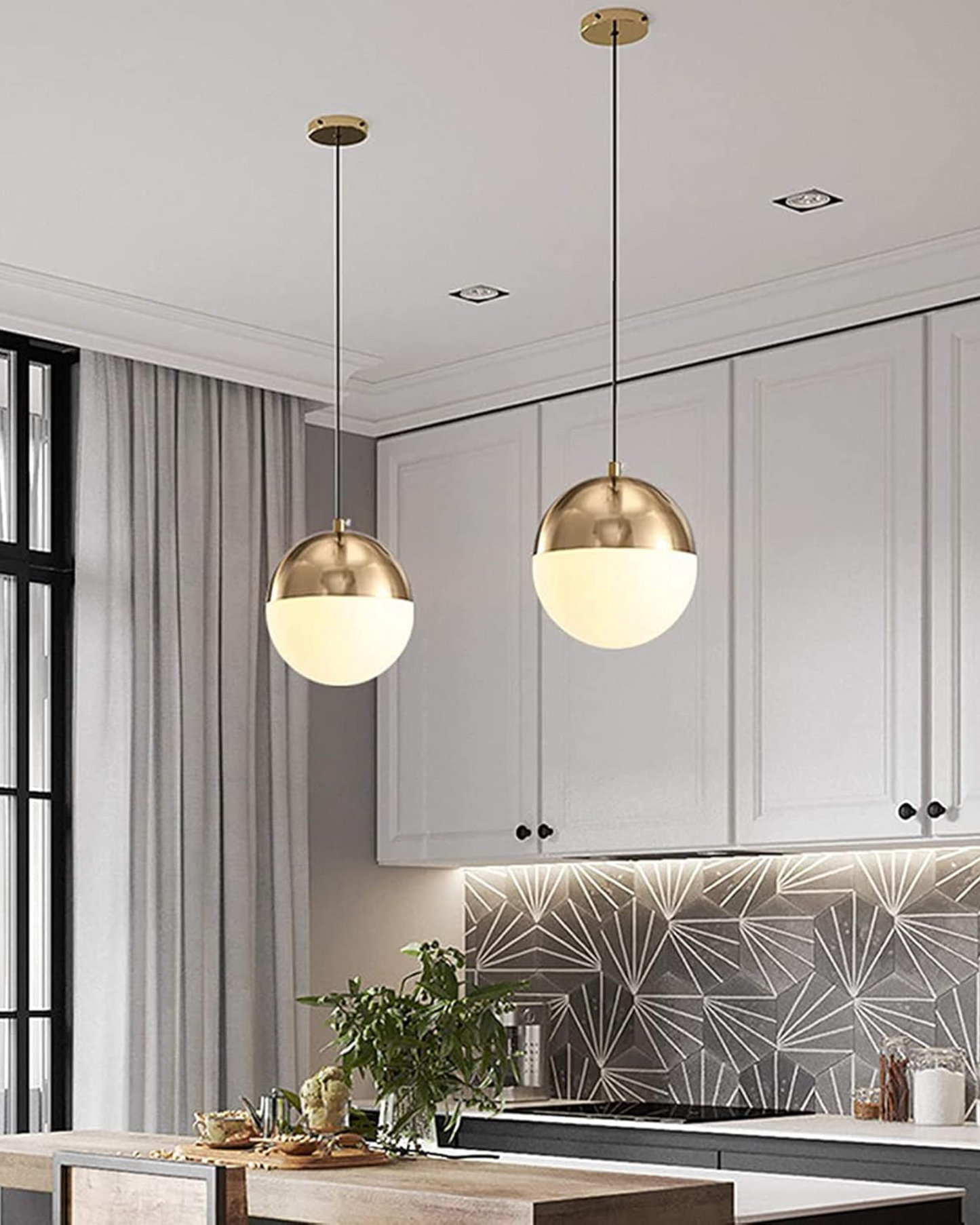 Colgante Techo Monaco Aluminio Vidrio Opal Dorado
