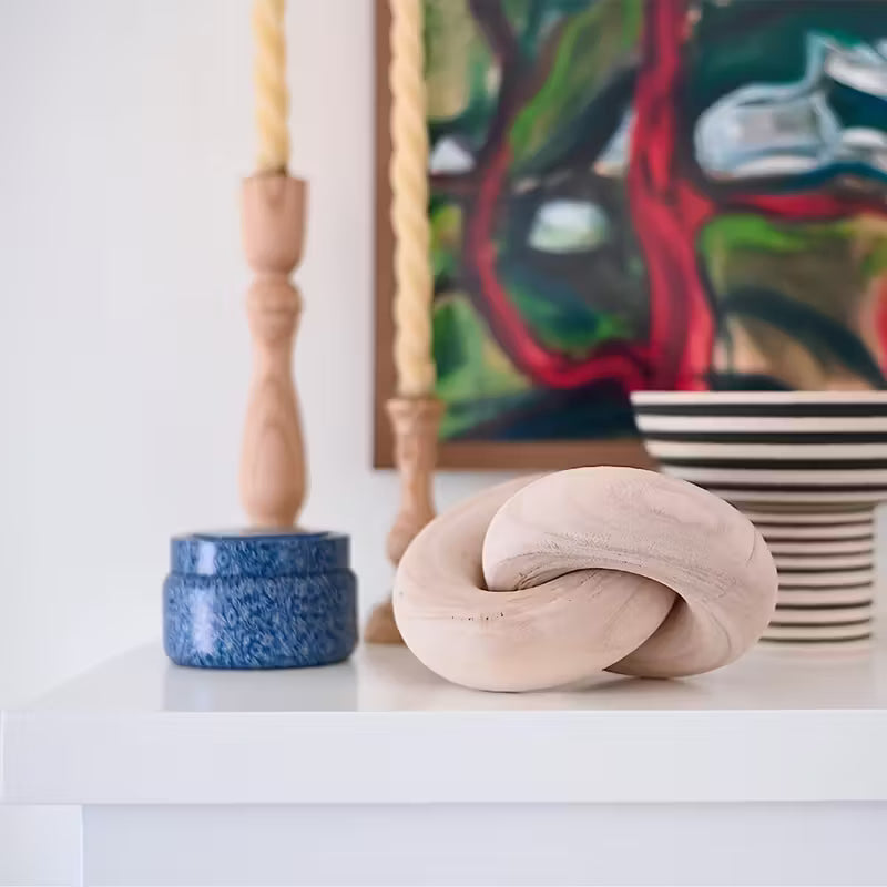 Escultura Nudo Cadena Madera Rustico Decoración