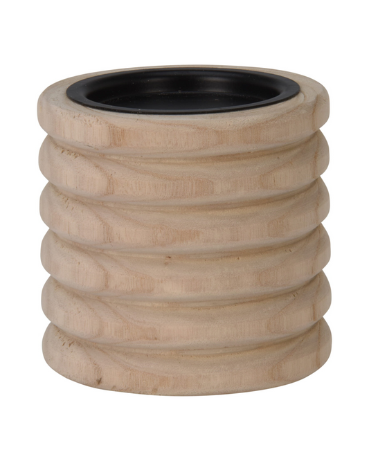 Porta Vela Madera Acanalado 12cm X 12cm Natural