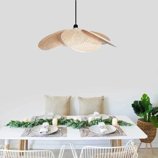 Colgante Techo Magnolia Fibra Natural Ratán Mimbre Ondulada Bohemio