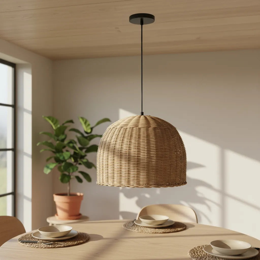 Colgante Techo Baamba De Fibra Natural Rustico Bambú Campana