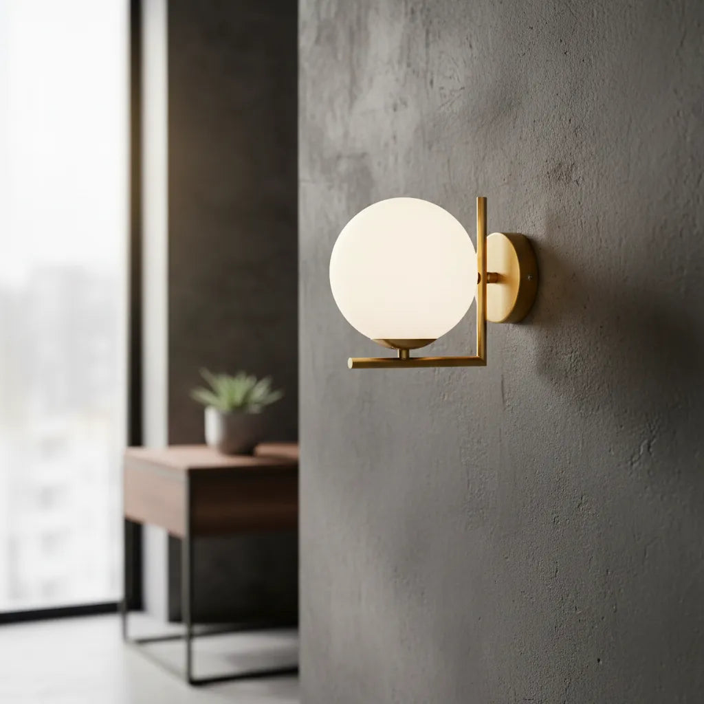 Aplique Pared Cap Aluminio Esfera De Vidrio