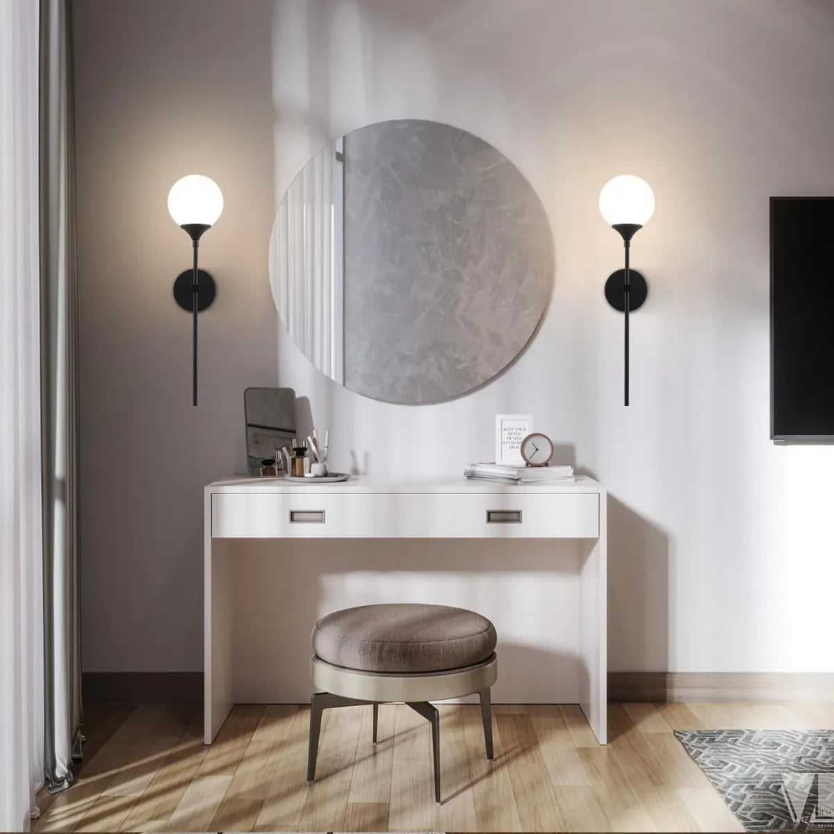 Aplique Pared Glasgow Esfera Globo Vidrio Opal