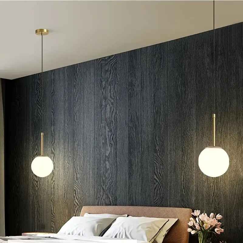 Colgante De Techo Viena Aluminio Y Bola Vidrio Opal 25 Cm