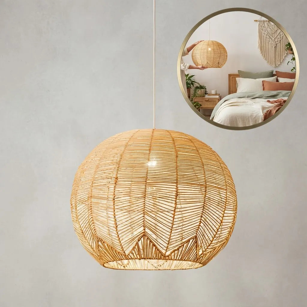 Lámpara Colgante Zen De Ratán Fibra Natural 42 Cm Natural