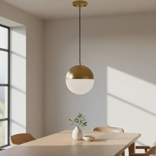 Colgante Techo Monaco Aluminio Vidrio Opal Dorado