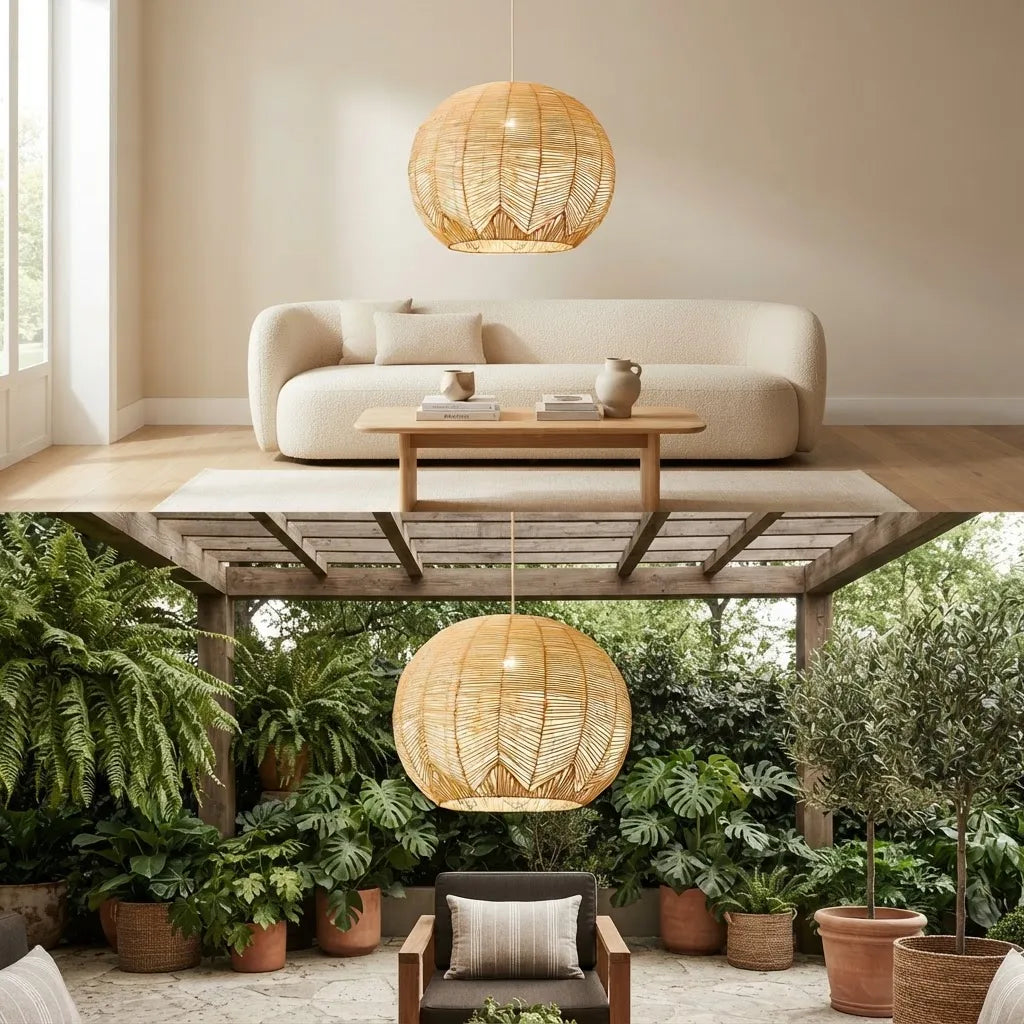 Lámpara Colgante Zen De Ratán Fibra Natural 42 Cm Natural