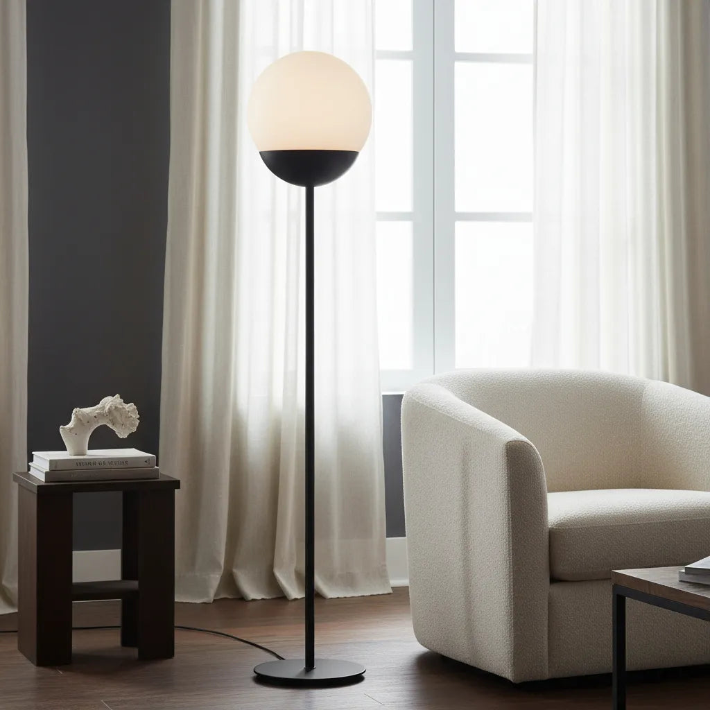 Lámpara De Pie Mónaco Vidrio Opal Art Déco