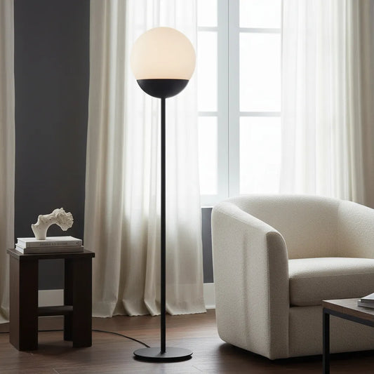 Lámpara De Pie Mónaco Vidrio Opal Art Déco