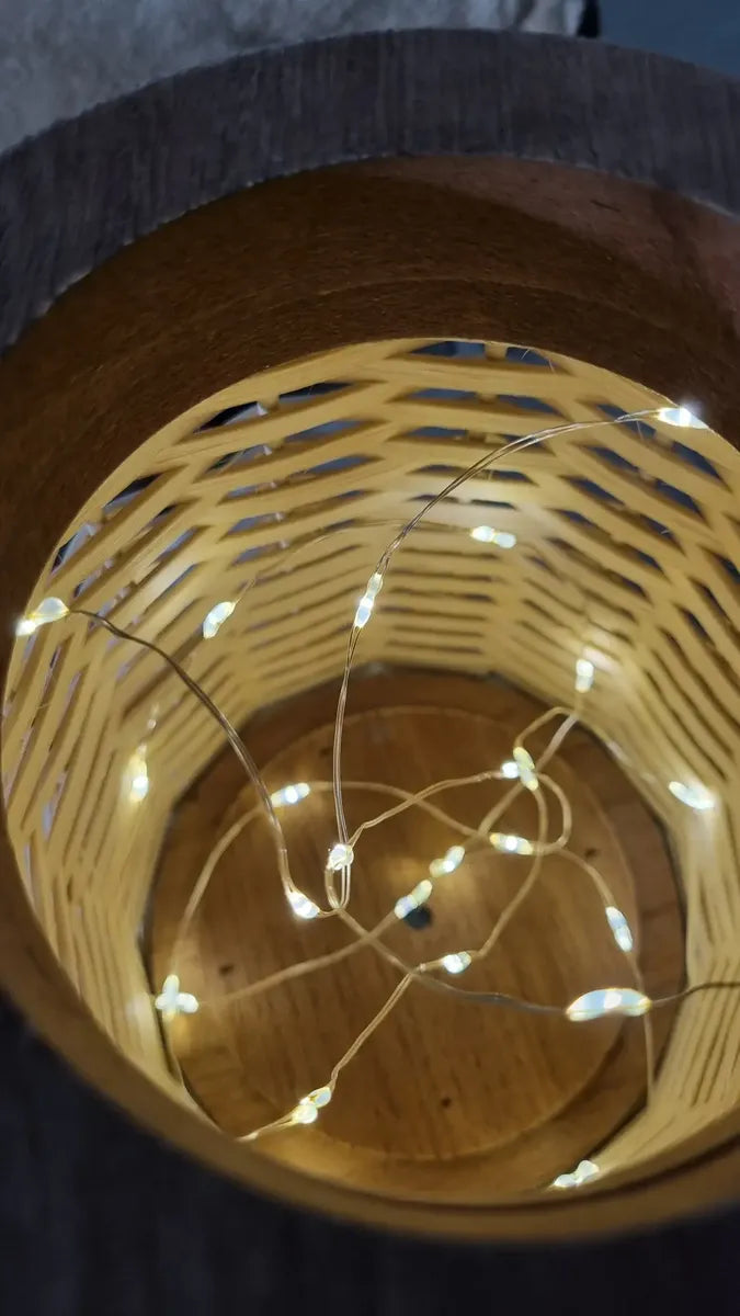 Fanal, Farol Ratan Madera Luz Interna guirnalda mini led