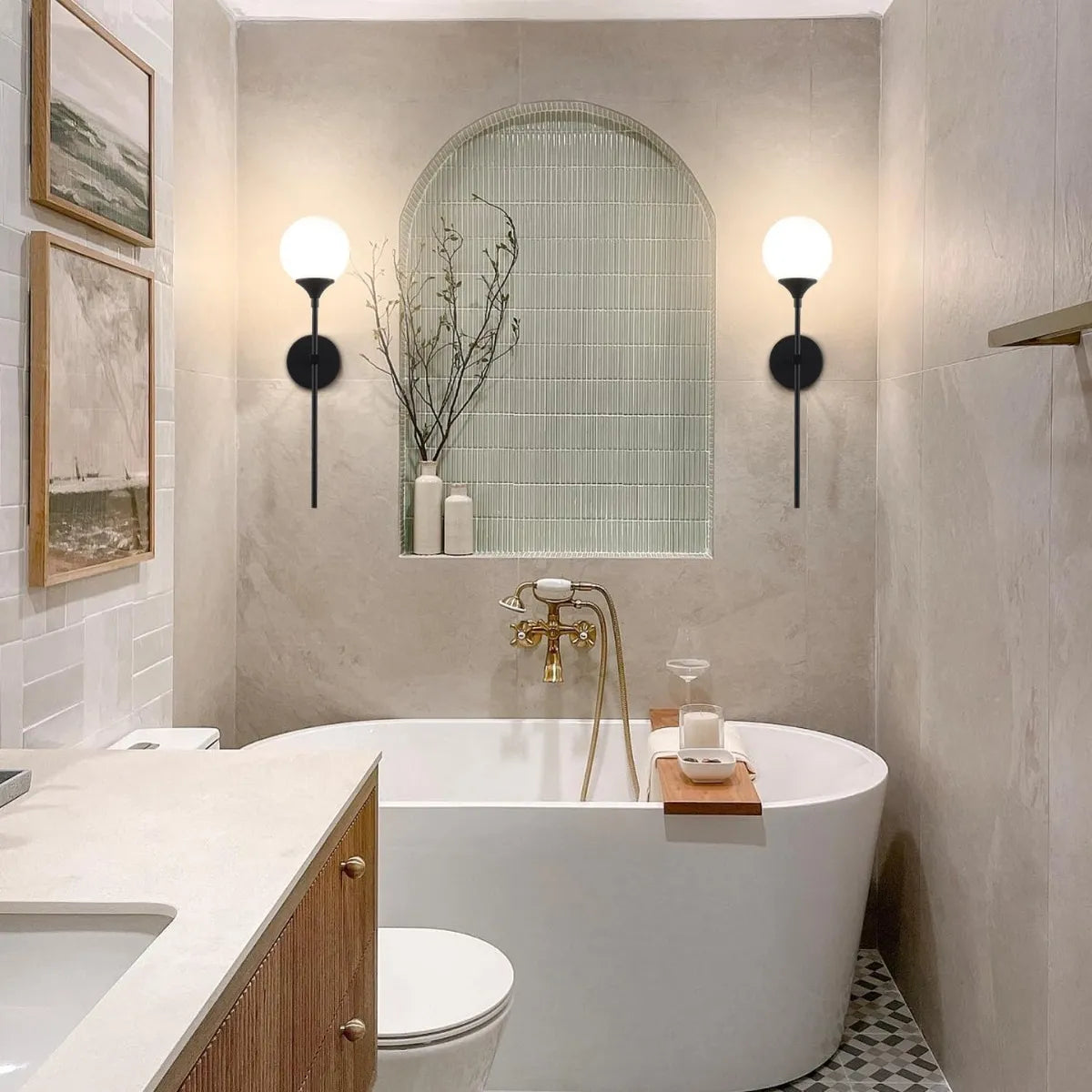 Aplique Pared Glasgow Esfera Globo Vidrio Opal