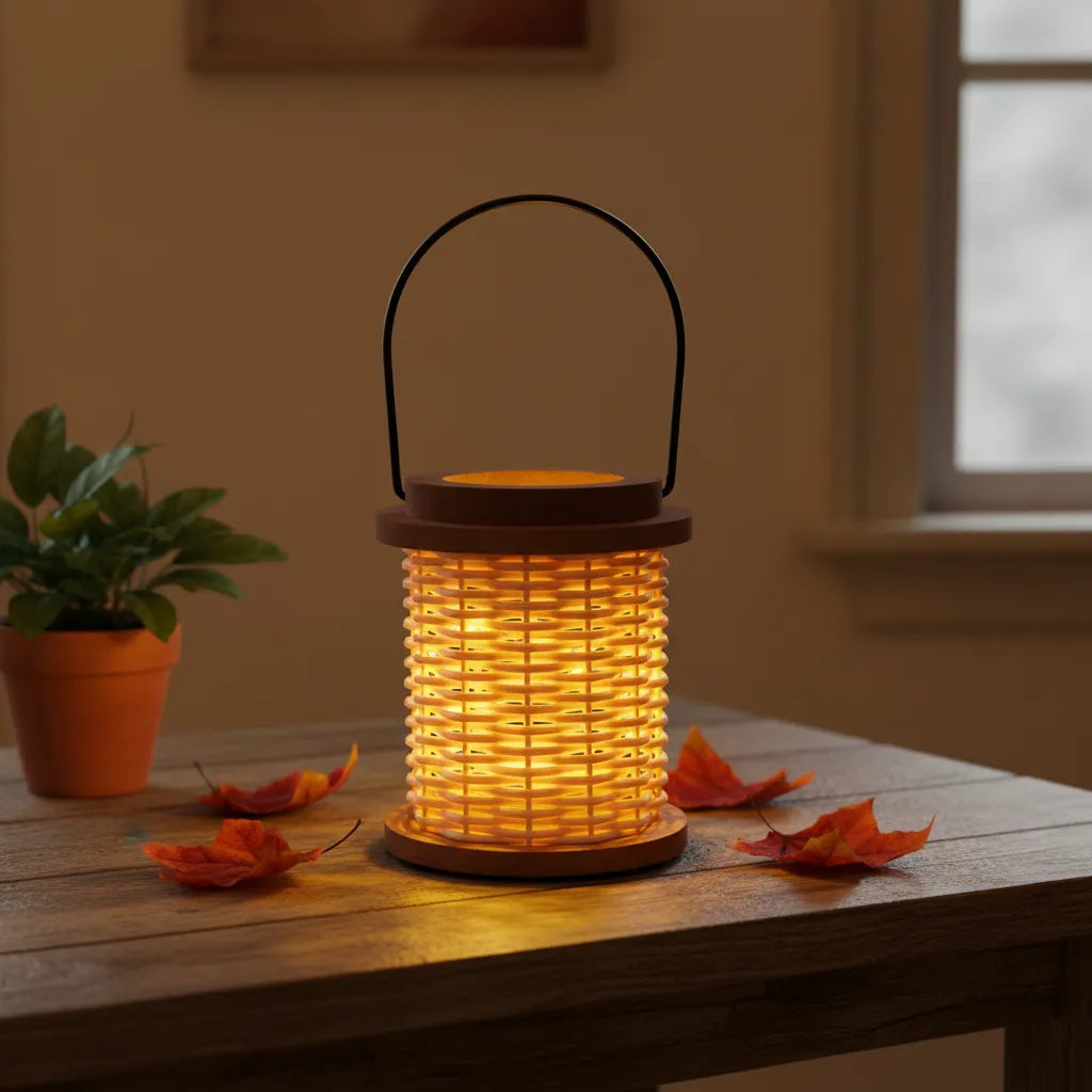 Fanal, Farol Ratan Madera Luz Interna guirnalda mini led