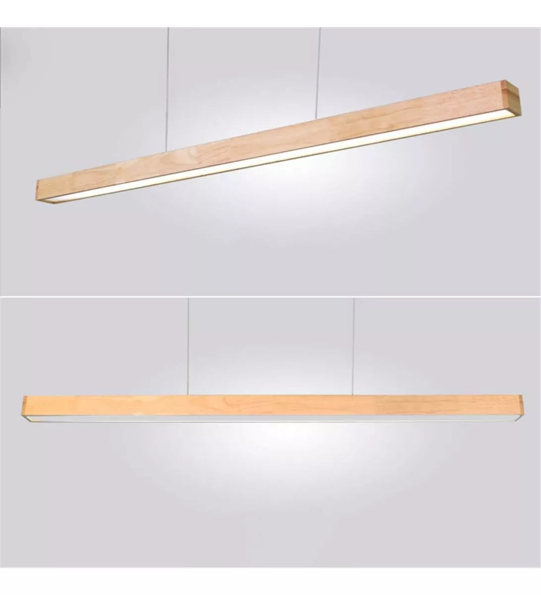 Lámpara Colgante Lineal Basilea Barra Led Madera