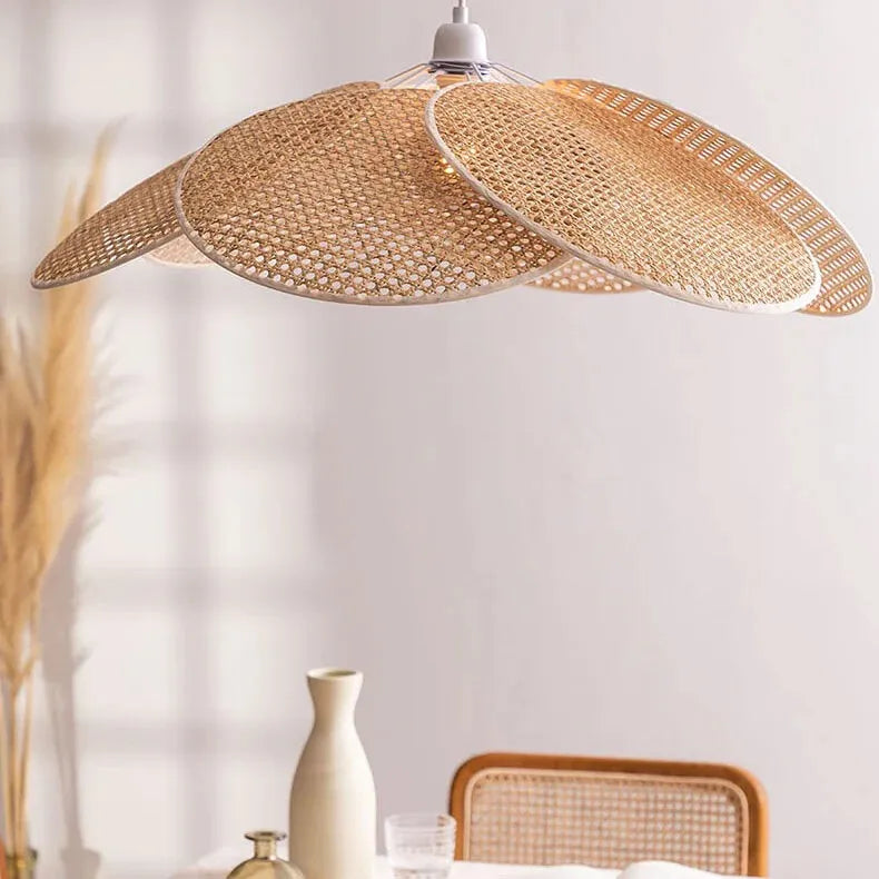 Colgante Techo Magnolia Fibra Natural Ratán Mimbre Ondulada Bohemio