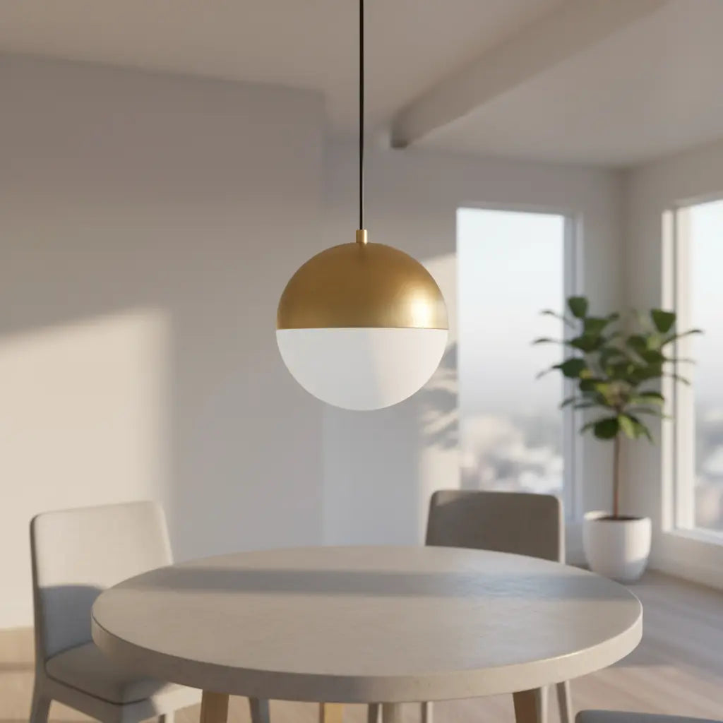 Colgante Techo Monaco Aluminio Vidrio Opal Dorado