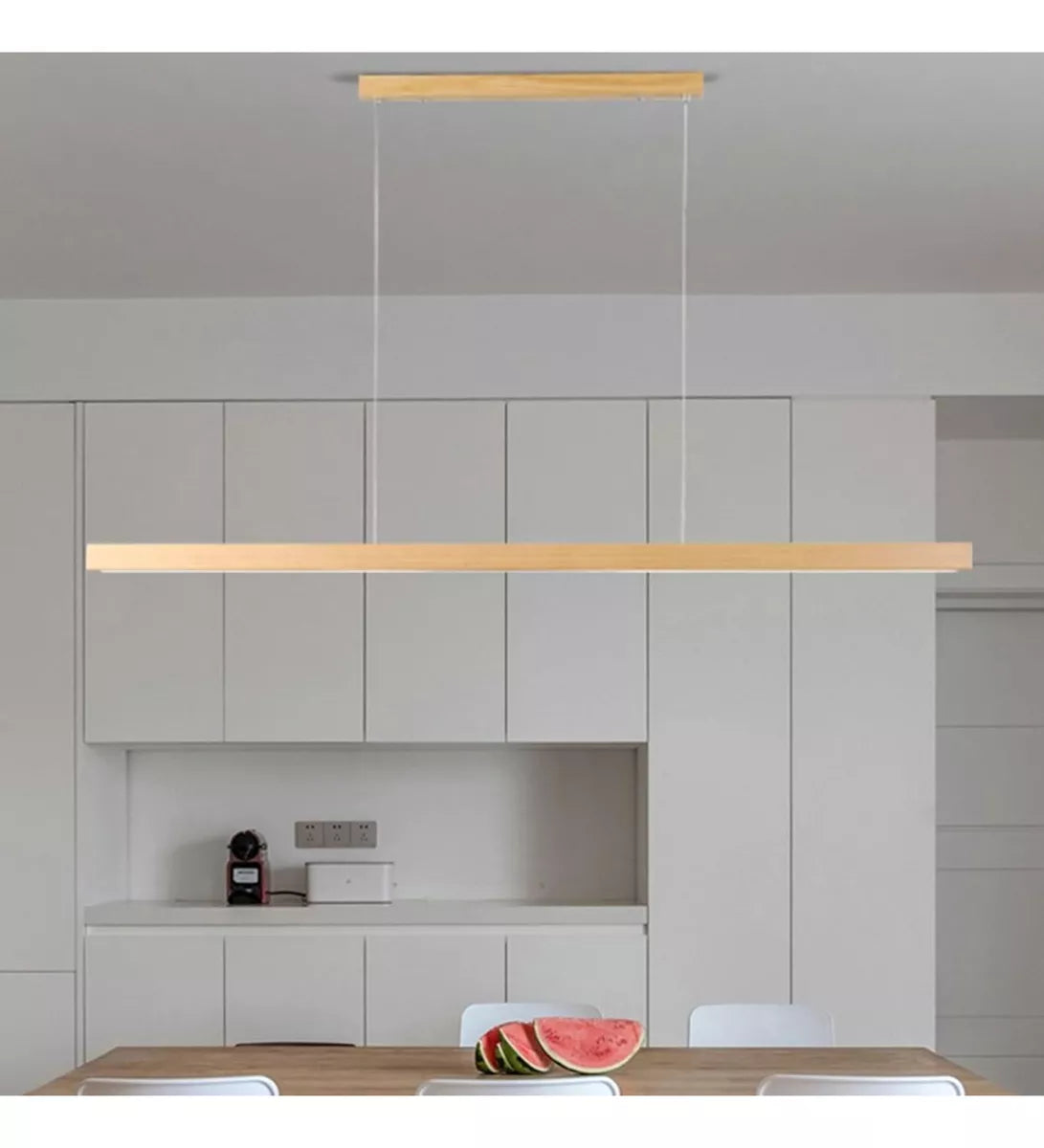 Lámpara Colgante Lineal Basilea Barra Led Madera