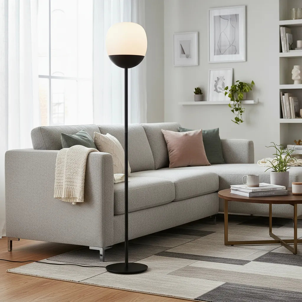 Lámpara De Pie Mónaco Vidrio Opal Art Déco