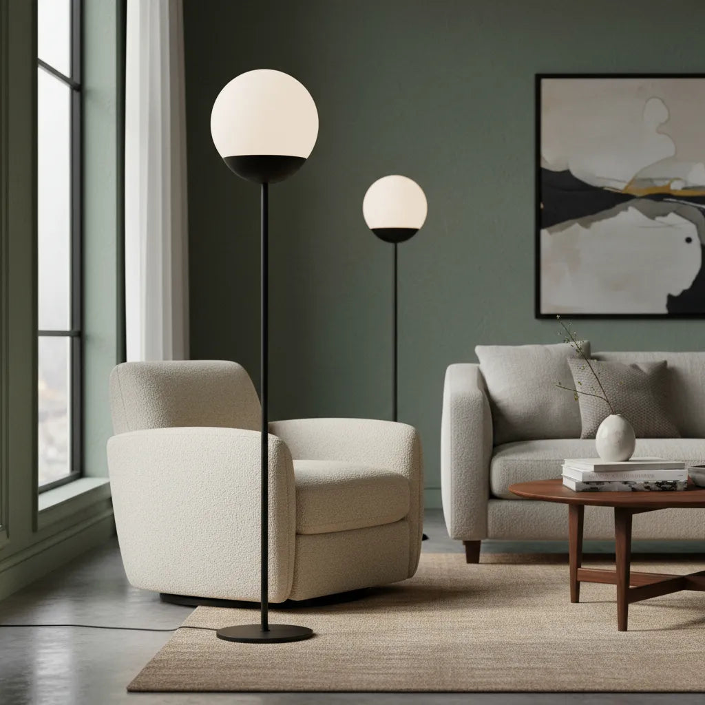 Lámpara De Pie Mónaco Vidrio Opal Art Déco