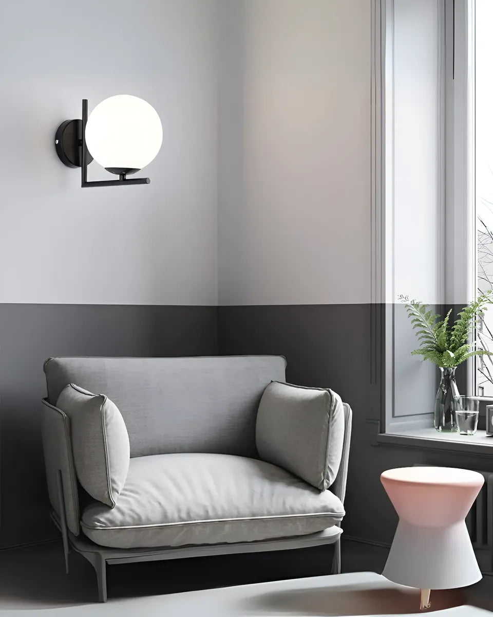 Aplique Pared Cap Aluminio Esfera De Vidrio