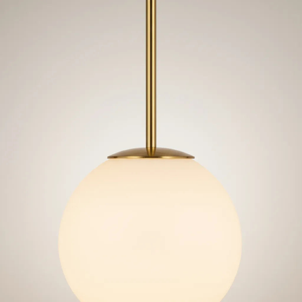 Colgante De Techo Viena Aluminio Y Bola Vidrio Opal 25 Cm