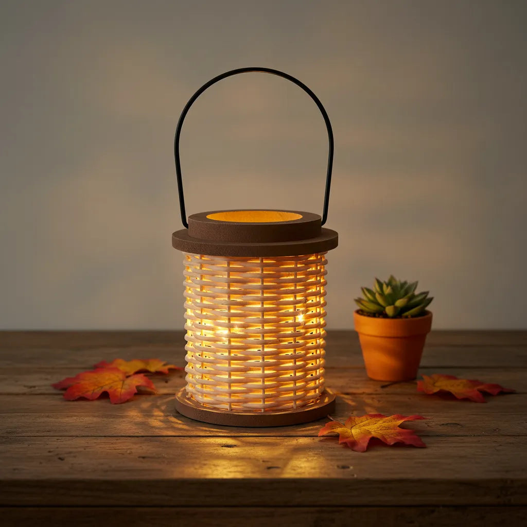 Fanal, Farol Ratan Madera Luz Interna guirnalda mini led