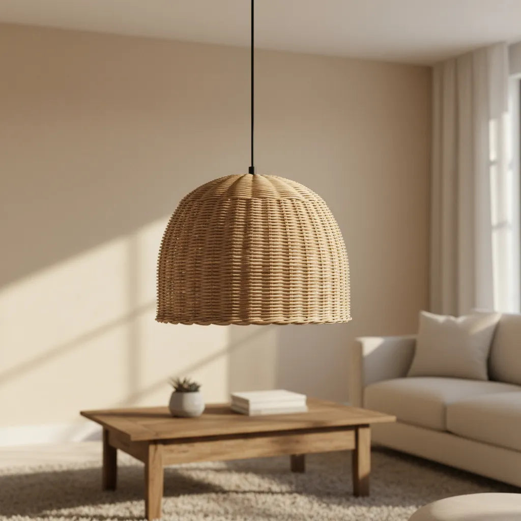 Colgante Techo Baamba De Fibra Natural Rustico Bambú Campana