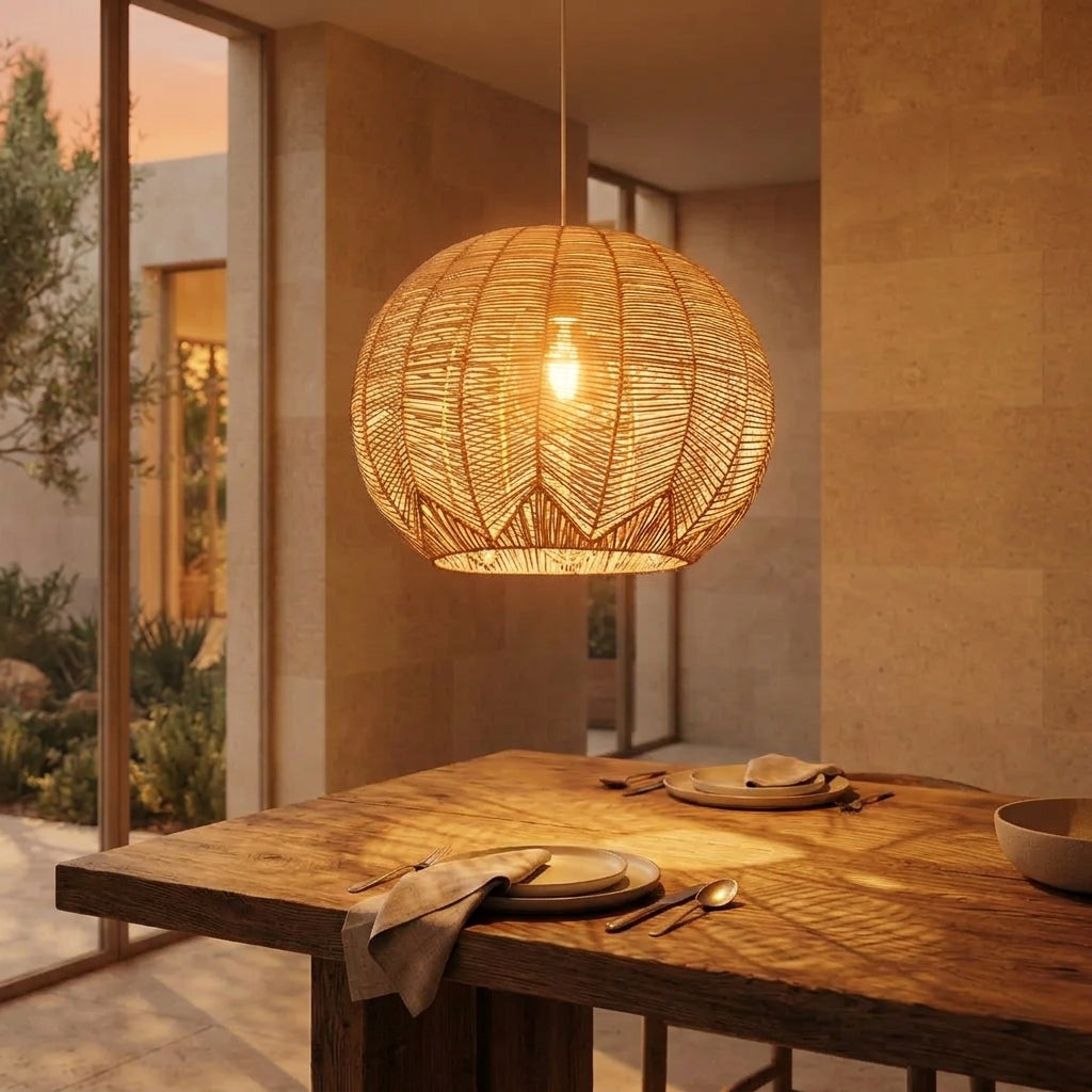 Lámpara Colgante Zen De Ratán Fibra Natural 42 Cm Natural