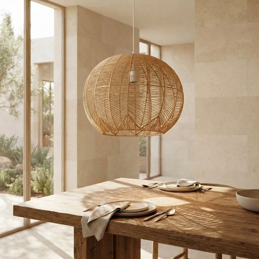 Lámpara Colgante Zen De Ratán Fibra Natural 42 Cm Natural