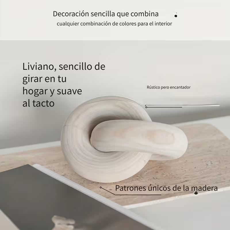 Escultura Nudo Cadena Madera Rustico Decoración