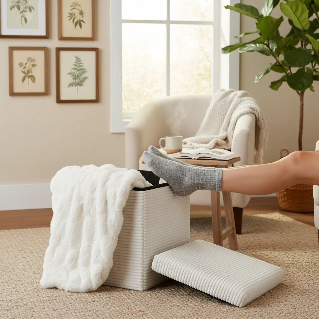 Puff Baúl Organizador Plegable De Tela Corderoy