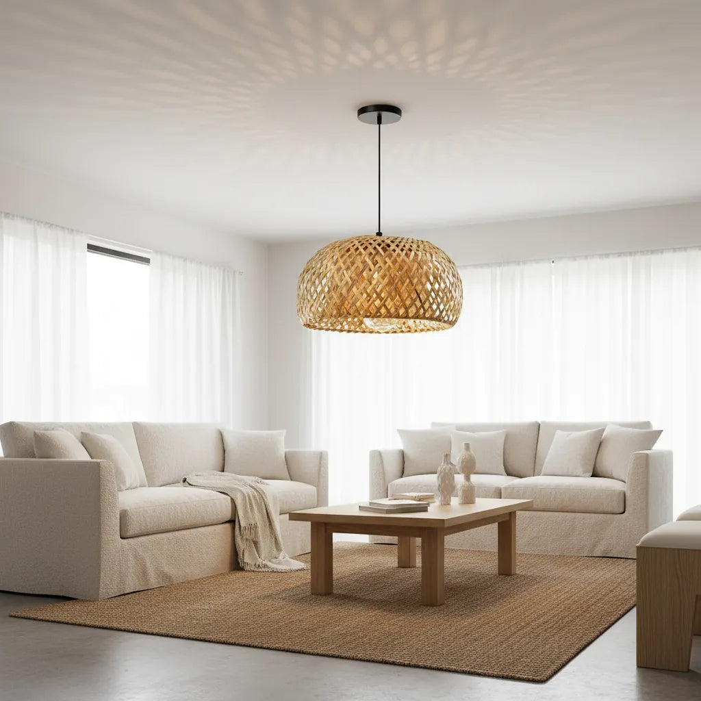 Lámpara Colgante Cairo 60cm Xl Fibra Natural Mimbre