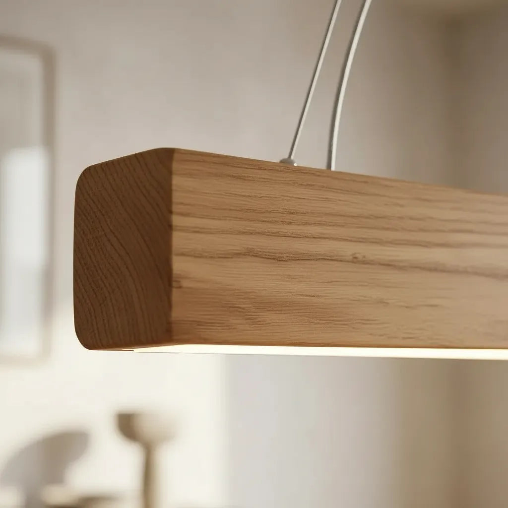 Lámpara Colgante Lineal Basilea Barra Led Madera
