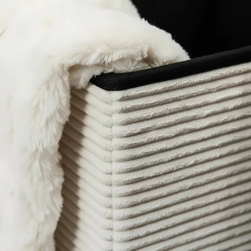 Puff Baúl Organizador Plegable De Tela Corderoy