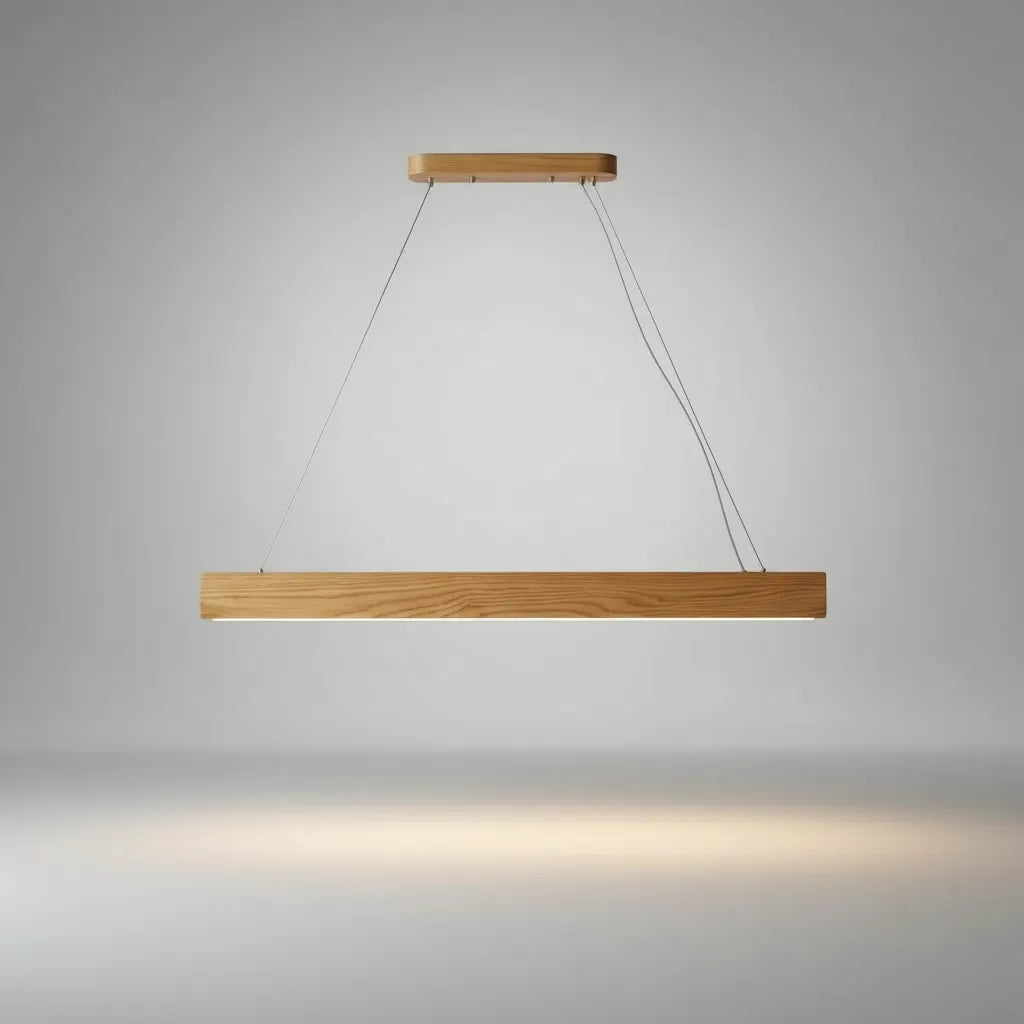 Lámpara Colgante Lineal Basilea Barra Led Madera